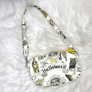 Halloween Purse Clutch Bag Creme Black Spooky Skull Print Brand New Handmade